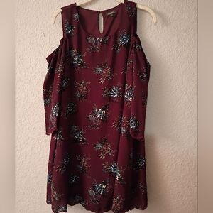 Floral Burgundy Multi Colored Lined Dress